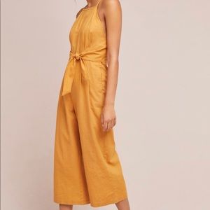 Anthropologie tied linen jumpsuit
